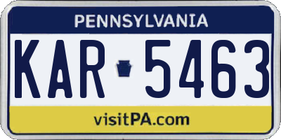 PA license plate KAR5463