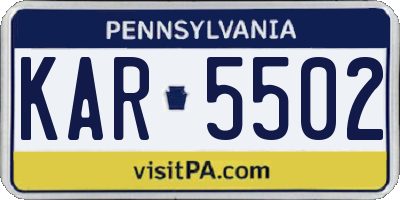 PA license plate KAR5502