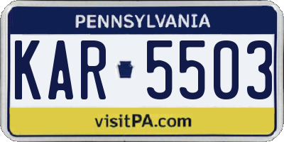 PA license plate KAR5503
