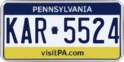 PA license plate KAR5524