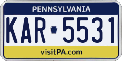 PA license plate KAR5531