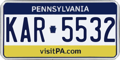 PA license plate KAR5532