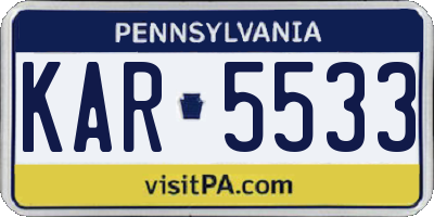 PA license plate KAR5533