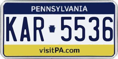 PA license plate KAR5536