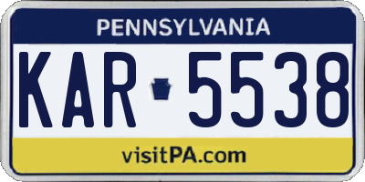 PA license plate KAR5538