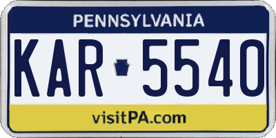 PA license plate KAR5540