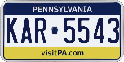 PA license plate KAR5543