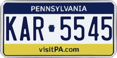 PA license plate KAR5545