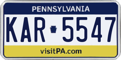 PA license plate KAR5547