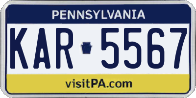 PA license plate KAR5567