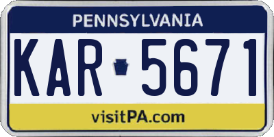 PA license plate KAR5671