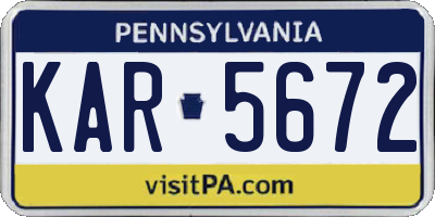 PA license plate KAR5672