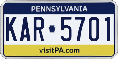 PA license plate KAR5701