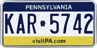 PA license plate KAR5742