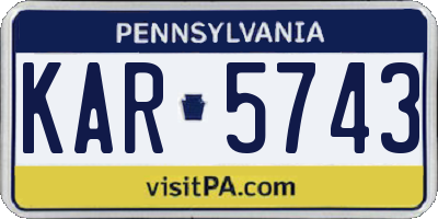 PA license plate KAR5743