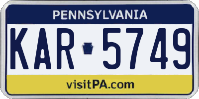 PA license plate KAR5749