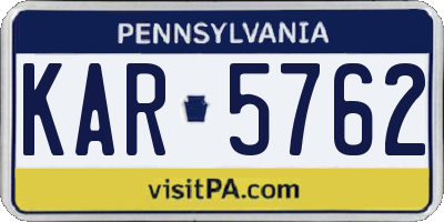 PA license plate KAR5762