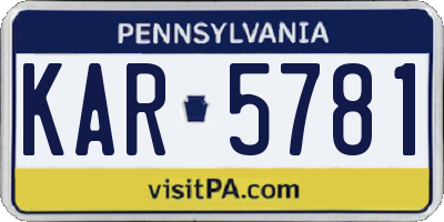 PA license plate KAR5781