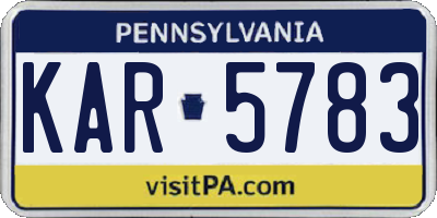 PA license plate KAR5783