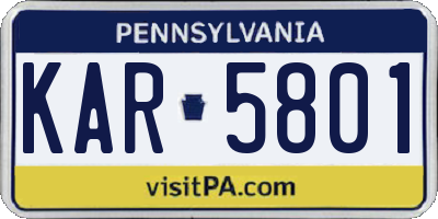 PA license plate KAR5801