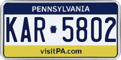 PA license plate KAR5802