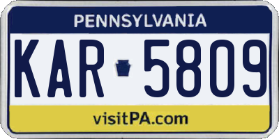 PA license plate KAR5809