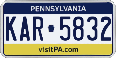 PA license plate KAR5832