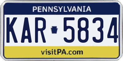 PA license plate KAR5834
