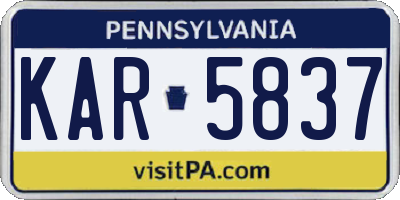 PA license plate KAR5837