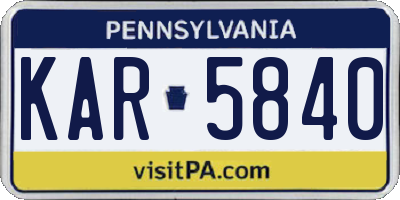 PA license plate KAR5840