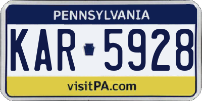 PA license plate KAR5928