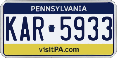 PA license plate KAR5933