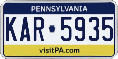 PA license plate KAR5935