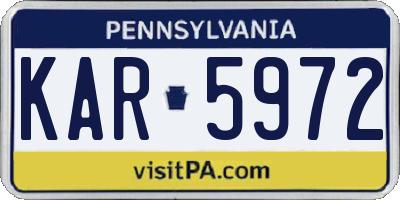 PA license plate KAR5972