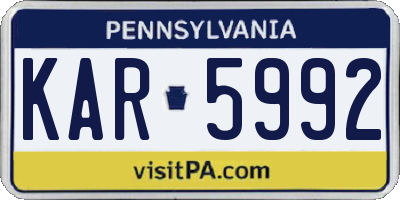 PA license plate KAR5992