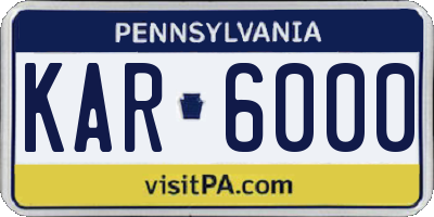 PA license plate KAR6000