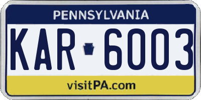 PA license plate KAR6003