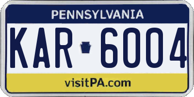 PA license plate KAR6004