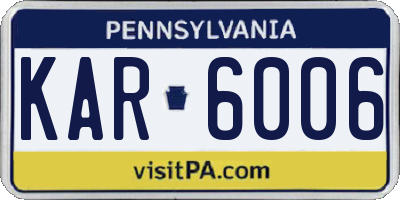 PA license plate KAR6006