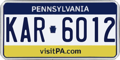 PA license plate KAR6012