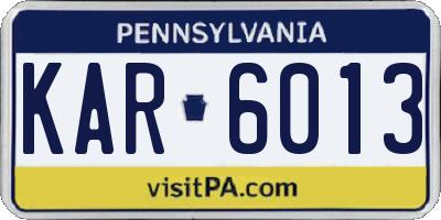PA license plate KAR6013