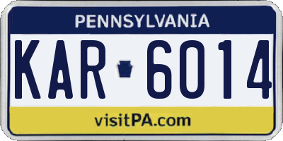 PA license plate KAR6014