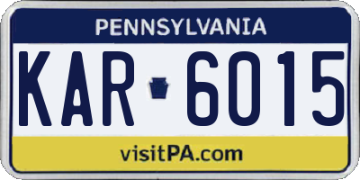 PA license plate KAR6015