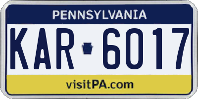 PA license plate KAR6017