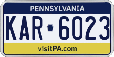 PA license plate KAR6023