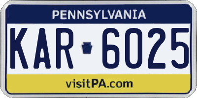 PA license plate KAR6025
