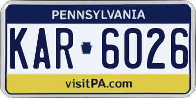 PA license plate KAR6026