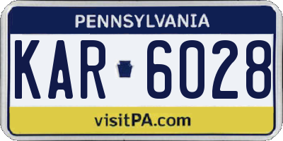 PA license plate KAR6028