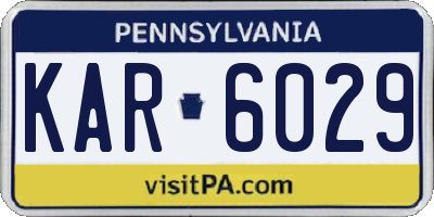 PA license plate KAR6029