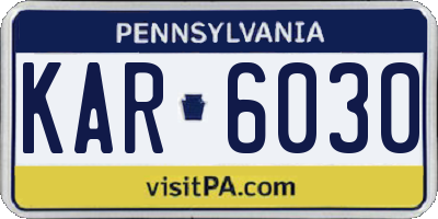 PA license plate KAR6030